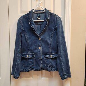 [M] Lady‎ Hathaway Denim Jean Jacket Womens Medium Pockets Blazer